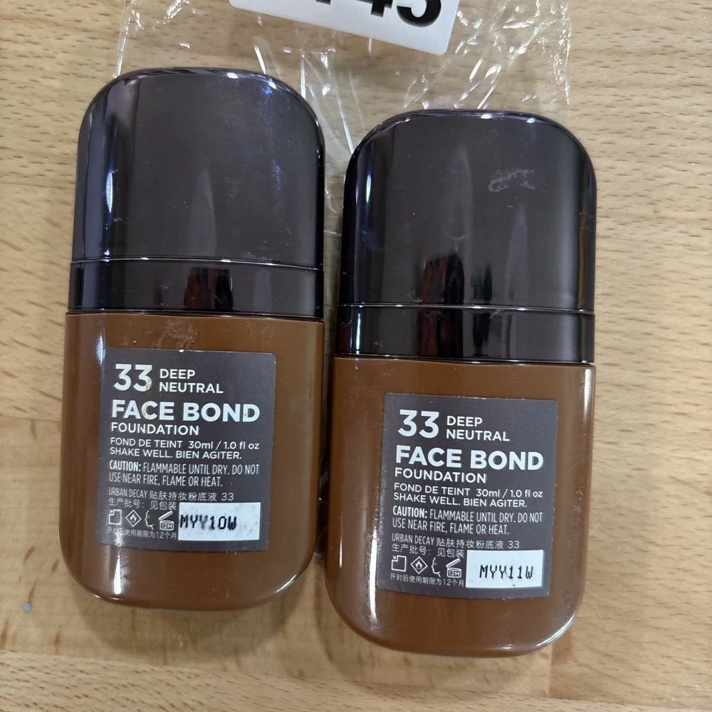 2 Pk URBAN DECAY ~ FACE BOND foundation, 1 FL OZ Each NWOB 33 Deep Neutral